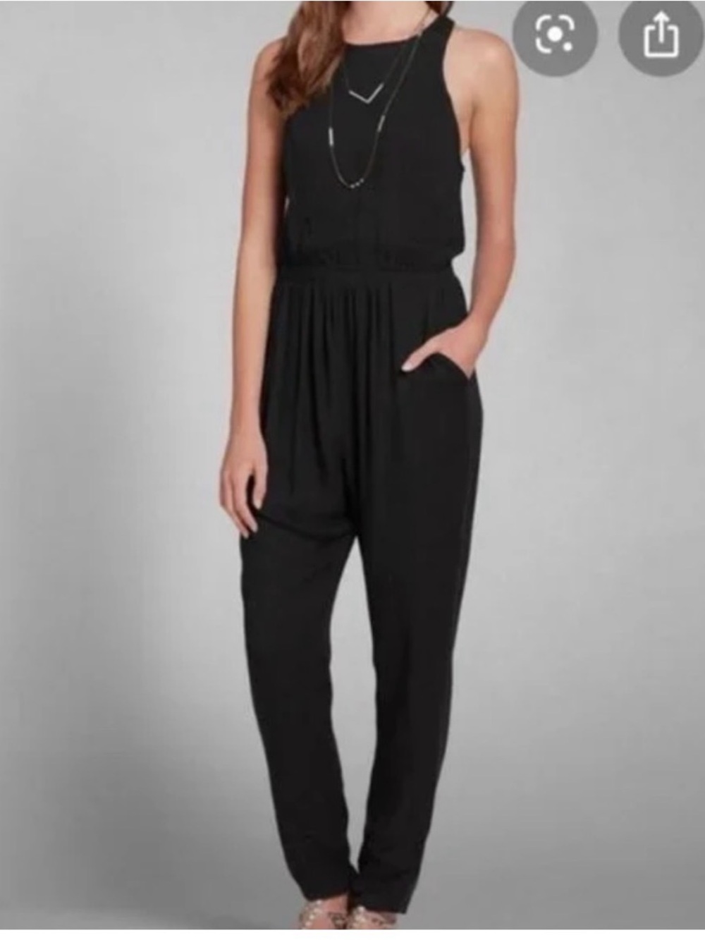 Abercrombie & Fitch Black Sleeveless High-Neck Jumpsuit
